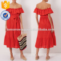 Neue Mode rot weg von der Schulter Kleid Herstellung Großhandel Mode Frauen Bekleidung (TA5295D)